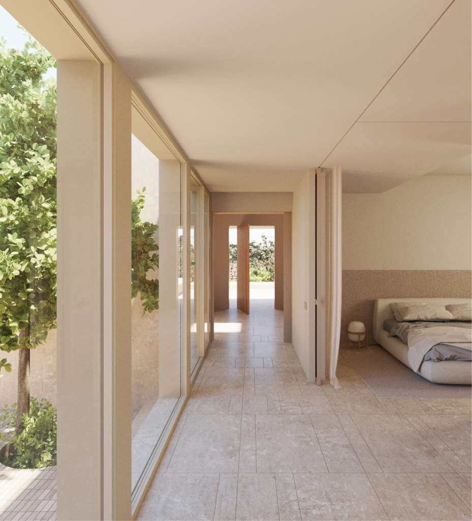 Pasillo con arquitectura singular